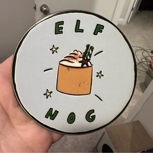 Anthropologie “Elf Nog” holiday Christmas Ceramic Coaster - NWT